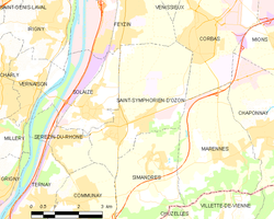 Map commune FR insee code 69291